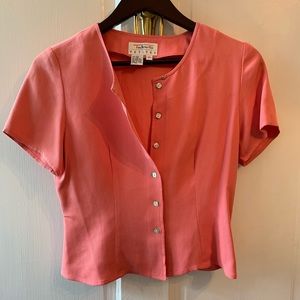 Silk short sleeve pink blouse